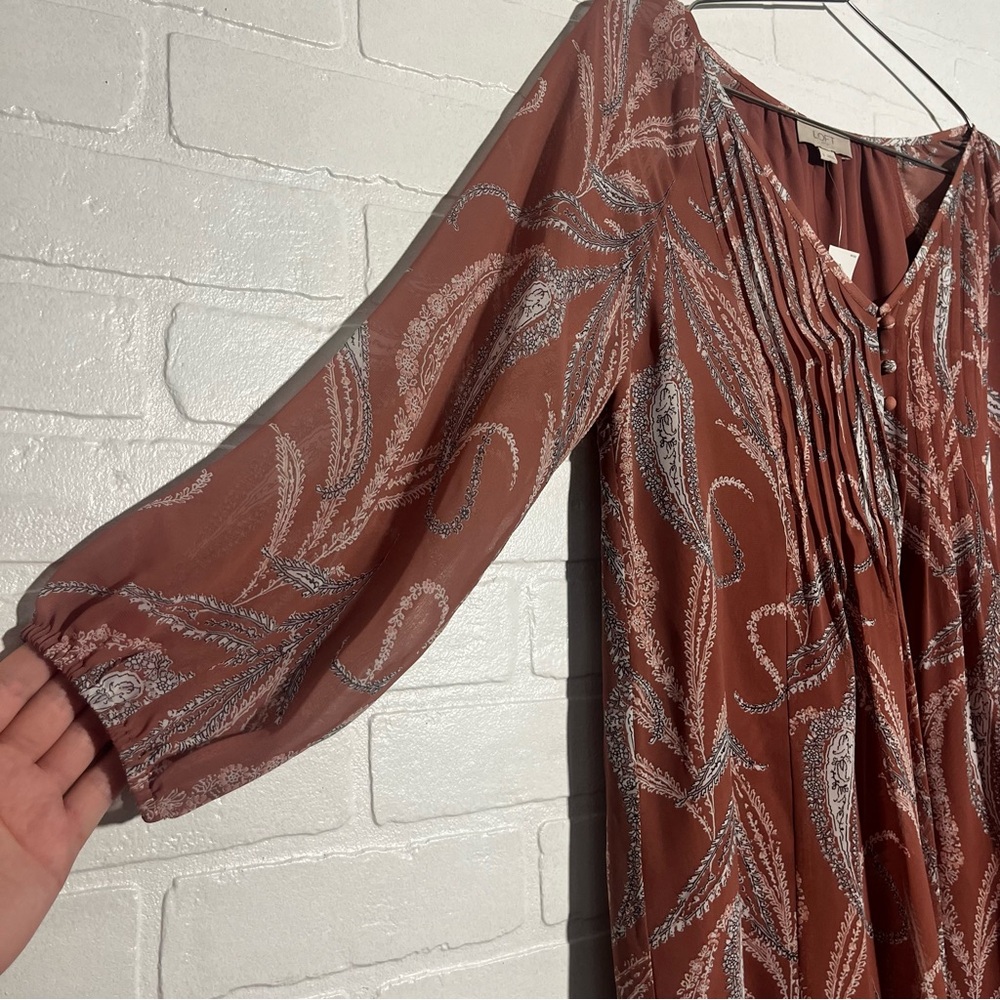 LOFT Womens Dress Flowy Fit Fall Dress Burnt Orange Small Office Dress NWT - Picture 4 of 9